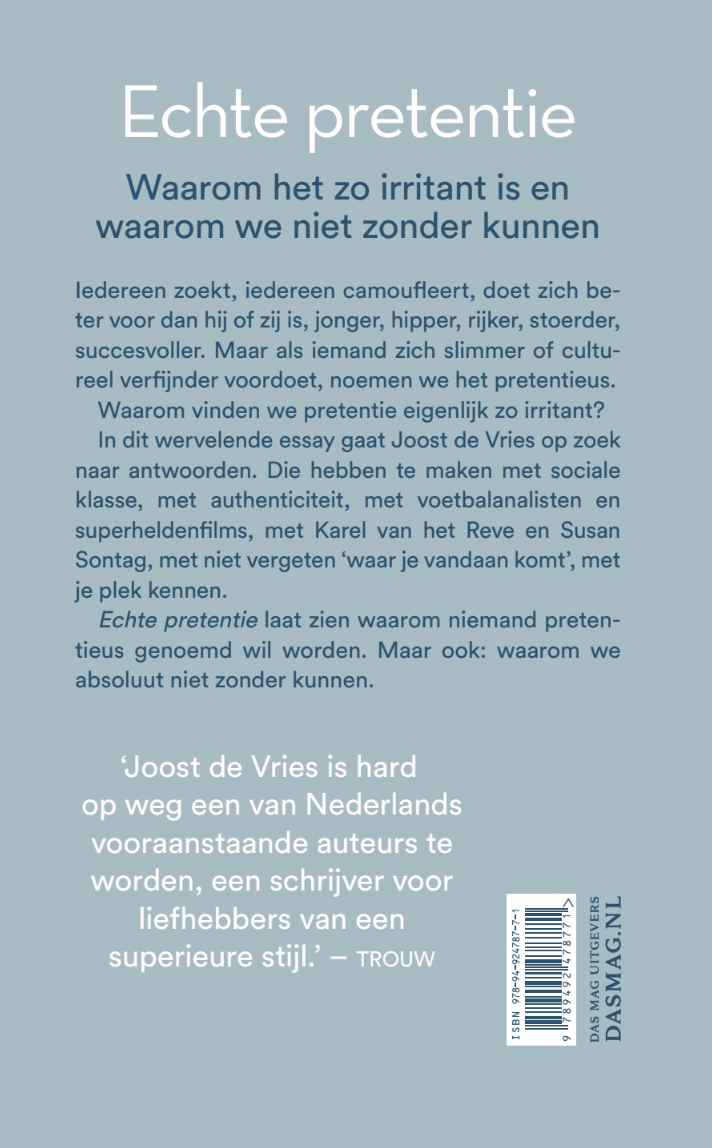 Achterkant van Echte pretentie