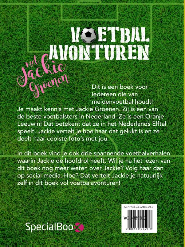 Achterkant van Voetbalavonturen met Jackie Groenen