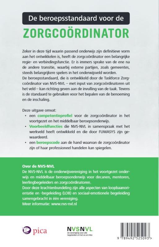Achterkant van De beroepsstandaard voor de zorgcoördinator
