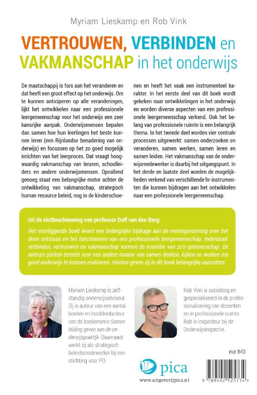 Achterkant van Vertrouwen, verbinden en vakmanschap in het onderwijs