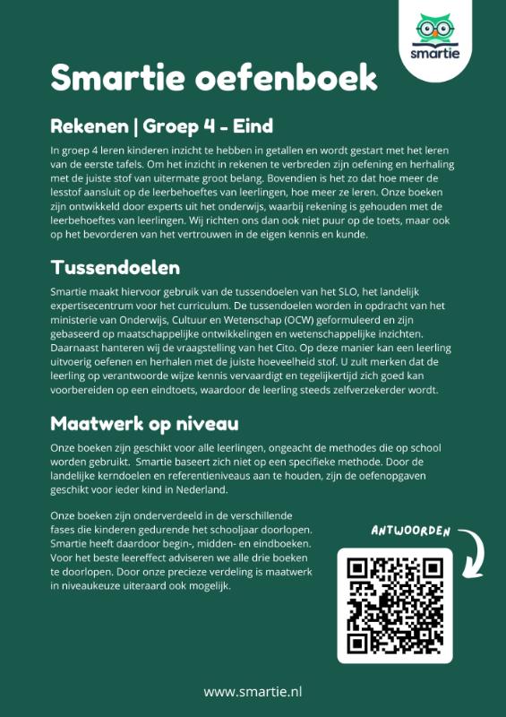 Achterkant van Rekenen groep 4 - eind - Geschikt voor CITO, IEP en andere LVS