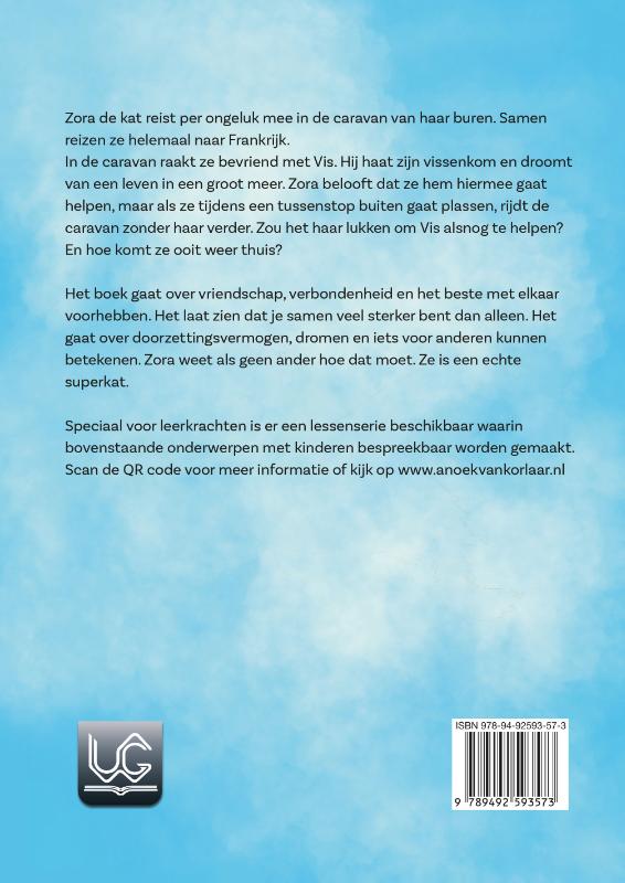 Achterkant van Zora de superkat