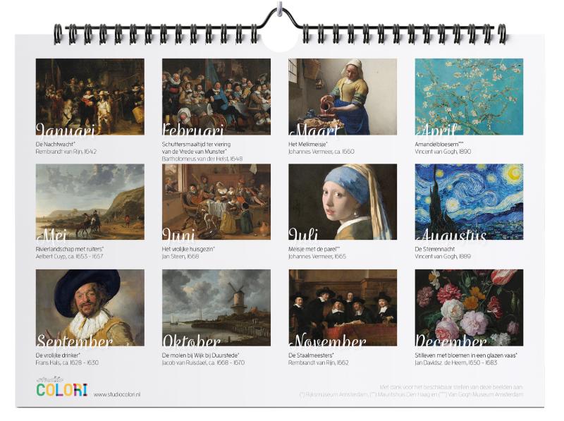 Achterkant van Verjaardagskalender De mooiste schilderijen van Hollandse meesters