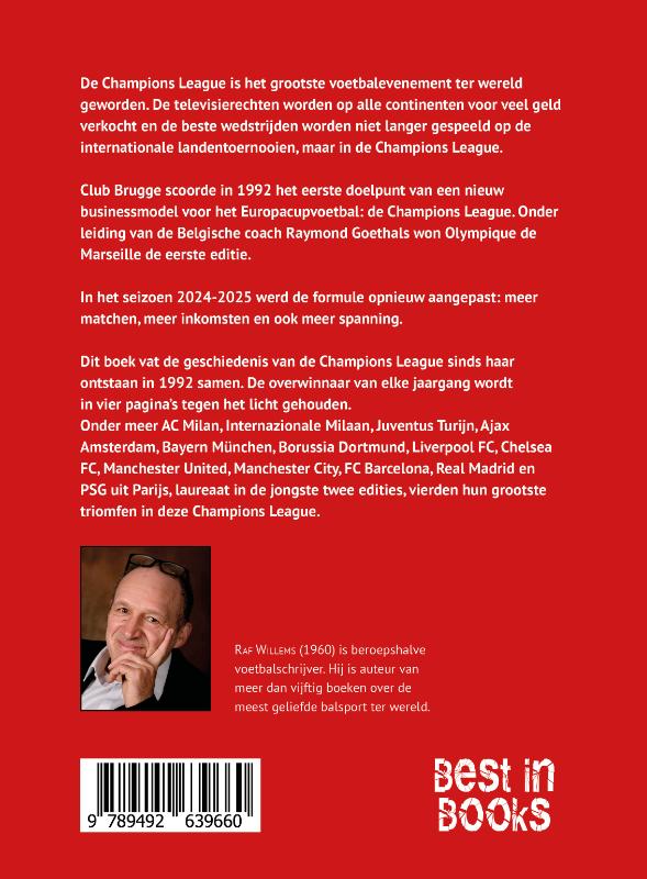 Achterkant van De geschiedenis van de Champions League 1992-2024