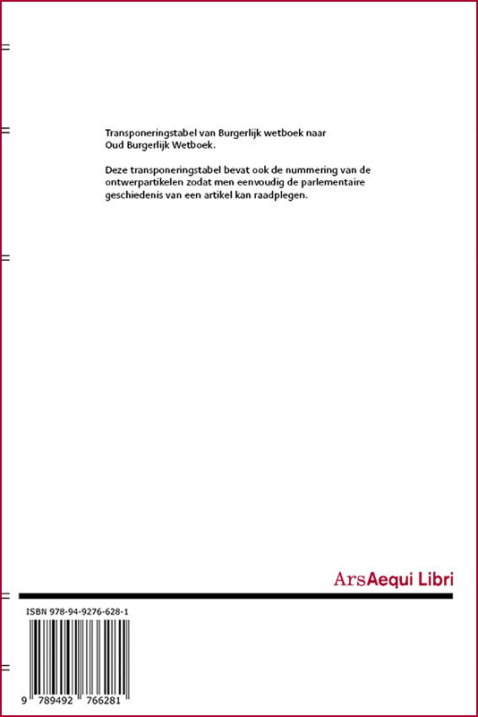 Achterkant van Transponeringstabel Burgerlijk wetboek naar Oud Burgerlijk wetboek