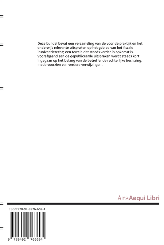 Achterkant van Jurisprudentie Fiscaal insolventierecht 1983-2019