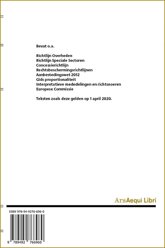 Achterkant van Aanbestedingsrecht 2020-2022