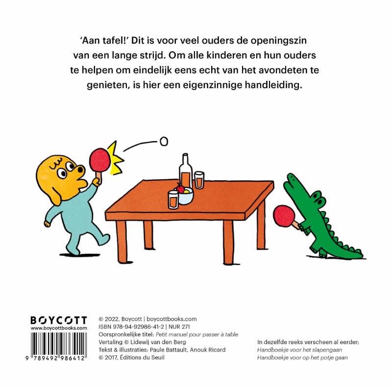 Achterkant van Handboekje voor het eten aan tafel