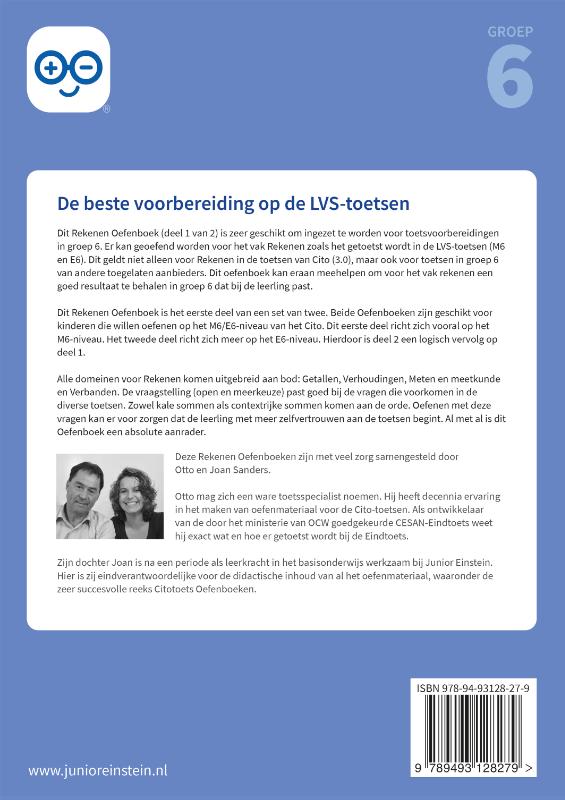 Achterkant van Rekenen Oefenboek deel 1 groep 6