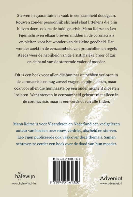 Achterkant van Het wonder van de kleine goedheid, in tijden van eenzaam sterven en beperkt afscheid