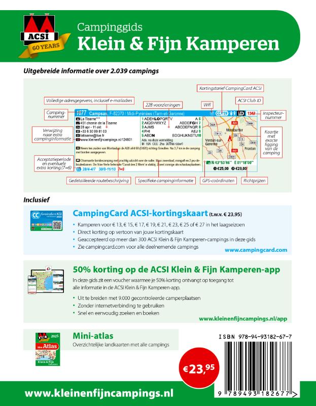 Achterkant van Acsi Klein & fijn kamperen 2025