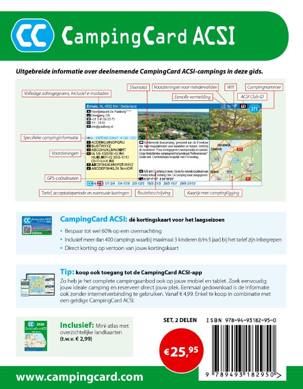 Achterkant van CampingCard ACSI 2026