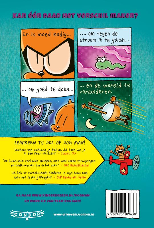 Achterkant van Dog Man ziet ze zwemmen