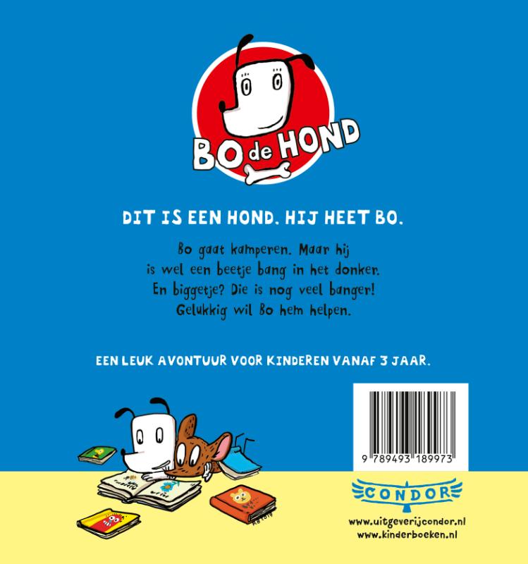 Achterkant van Bo gaat kamperen