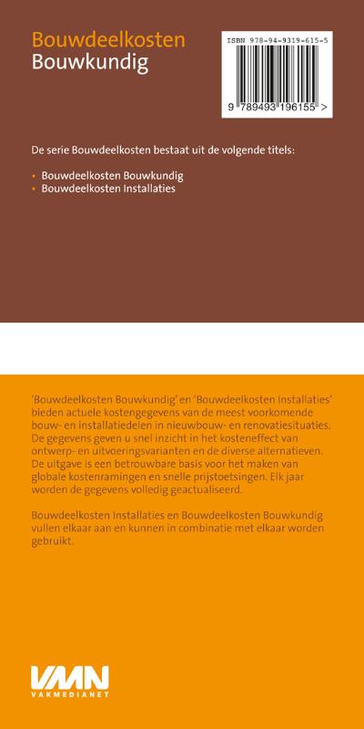 Achterkant van Bouwdeelkosten Bouwkundig 2021 VMN