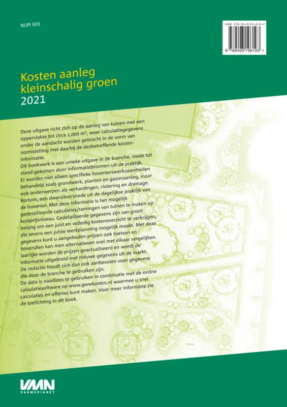 Achterkant van Kosten aanleg kleinschalig groen 2021