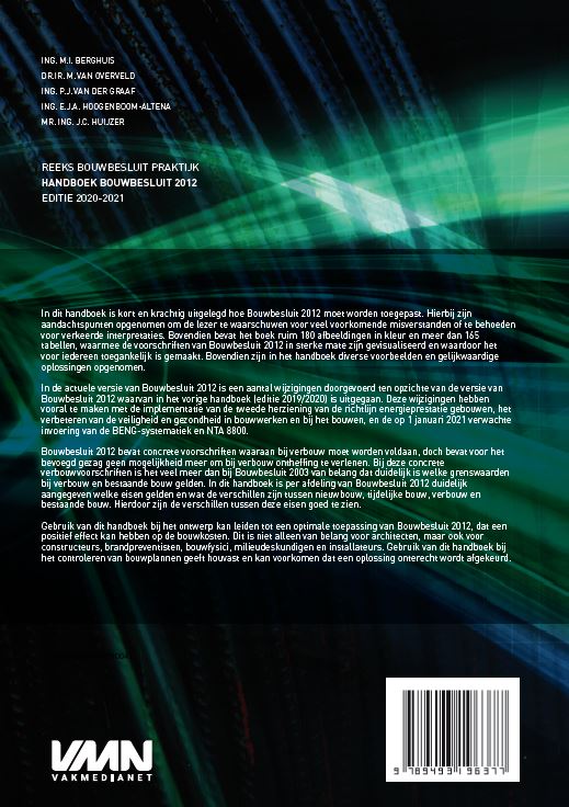 Achterkant van Handboek Bouwbesluit 2012 editie 2020-2021