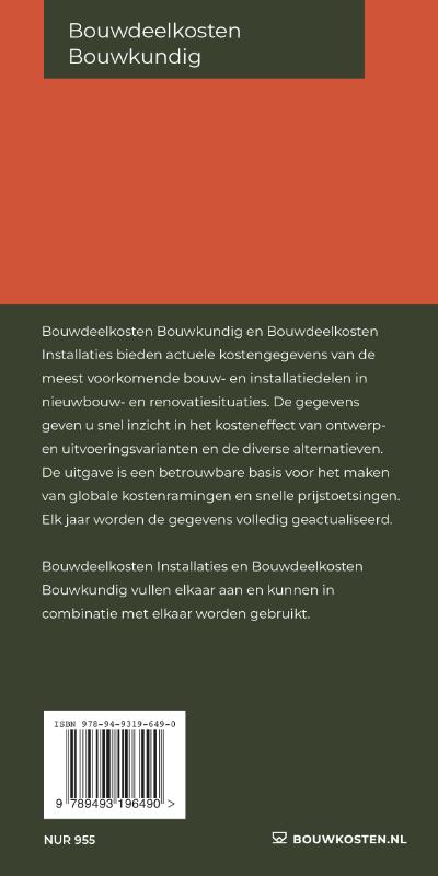 Achterkant van Bouwdeelkosten Bouwkundig | 2021
