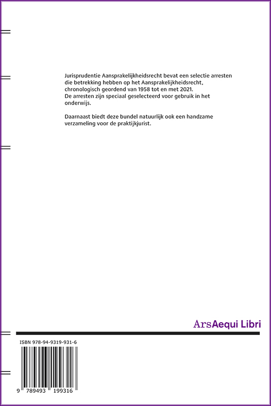 Achterkant van Jurisprudentie Aansprakelijkheidsrecht 2021
