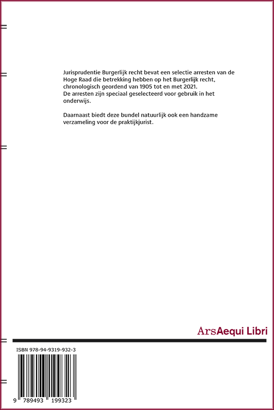 Achterkant van Jurisprudentie Burgerlijk recht 1905-2021