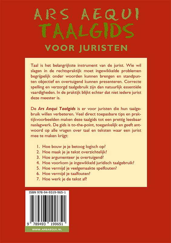 Achterkant van Ars Aequi Taalgids voor juristen