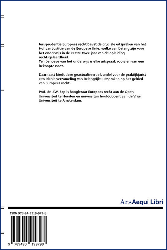 Achterkant van Jurisprudentie Europees recht 1963-2023