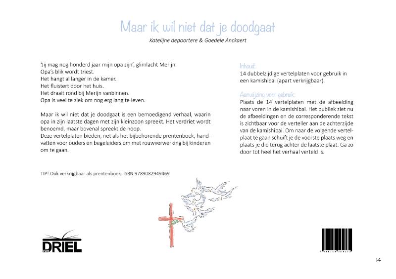 Achterkant van Maar ik wil niet dat je doodgaat kamishibai vertelplaten