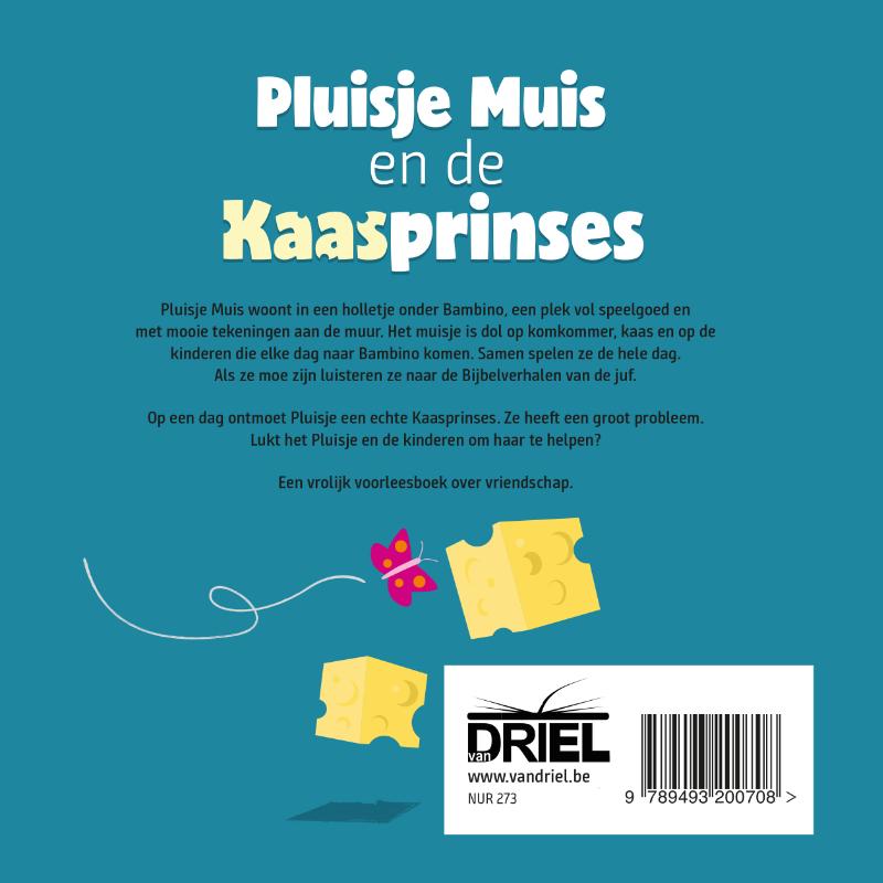 Achterkant van Pluisje muis en de kaasprinses