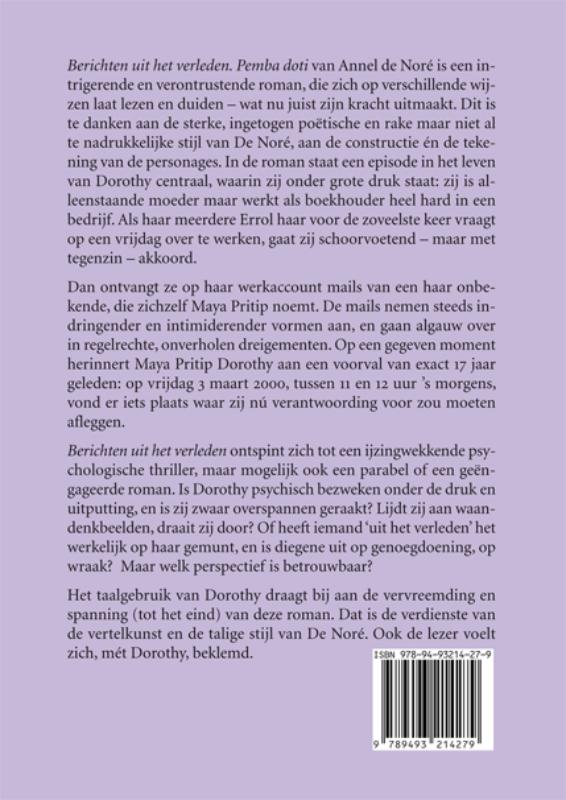 Achterkant van Berichten uit het verleden. Pemba doti
