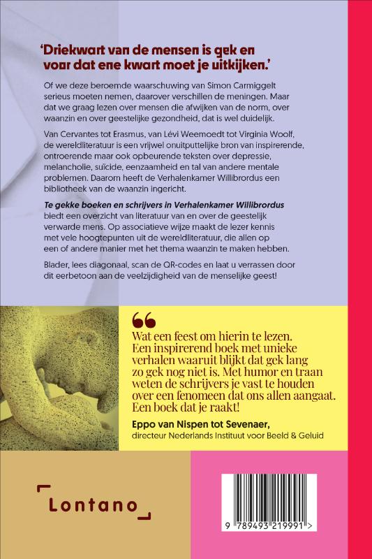 Achterkant van Te gekke boeken en schrijvers in Verhalenkamer Willibrordus