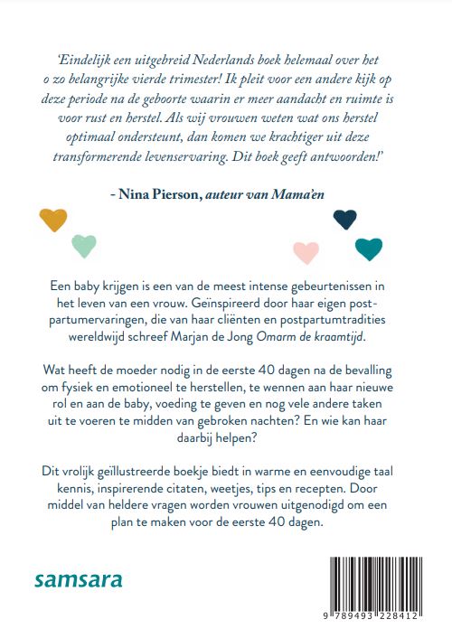 Achterkant van Omarm de kraamtijd