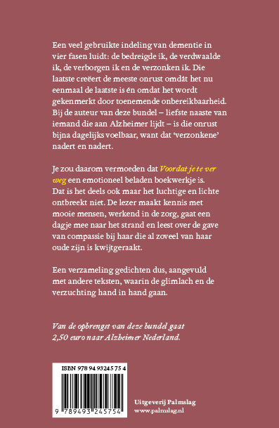 Achterkant van Voordat je te ver weg