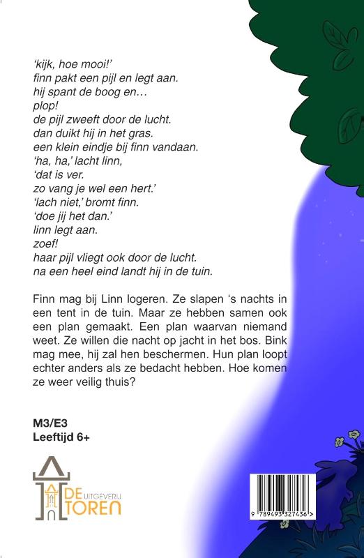 Achterkant van Finn en Linn op jacht in het bos