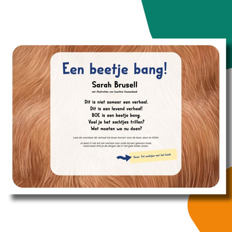 Achterkant van Een beetje bang kamishibai vertelplaten
