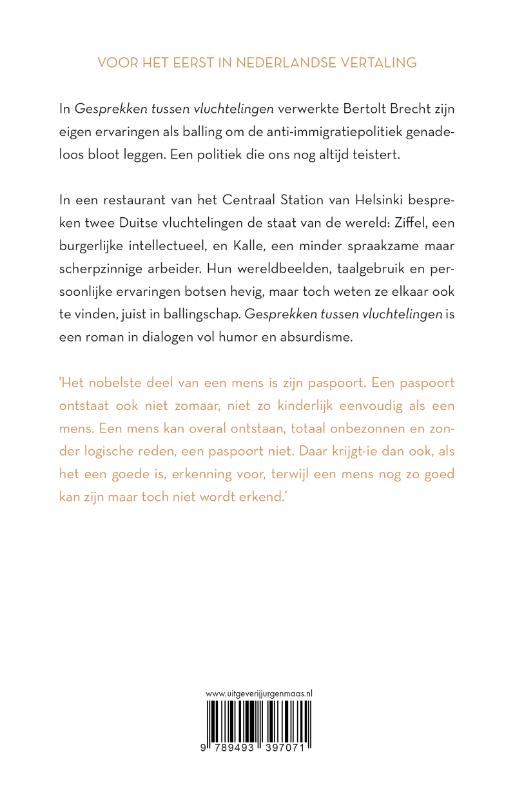 Achterkant van Gesprekken tussen vluchtelingen