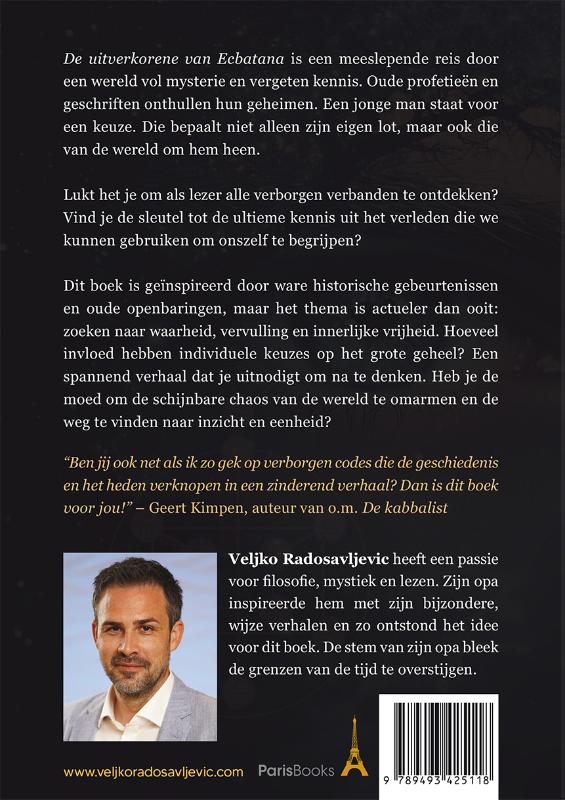 Achterkant van De uitverkorene van Ecbatana