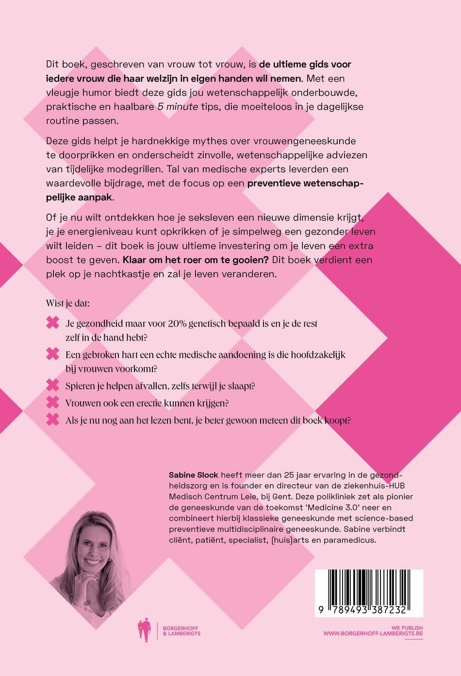 Achterkant van De gids die op het nachtkastje van iedere vrouw moet liggen