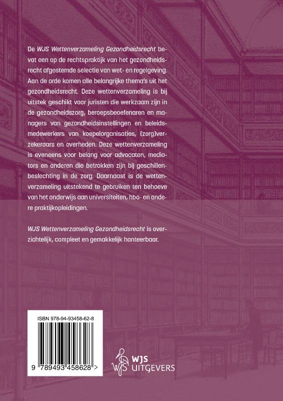 Achterkant van Wettenbundel Gezondheidsrecht