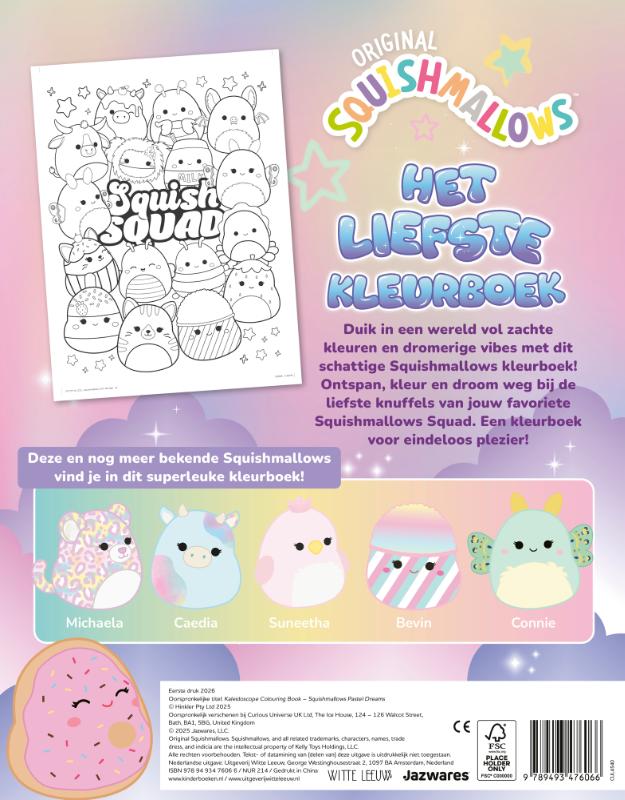 Achterkant van Original Squishmallows kleurboek