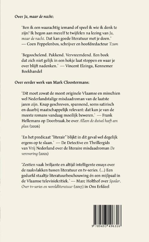Achterkant van Ja, maar de nacht