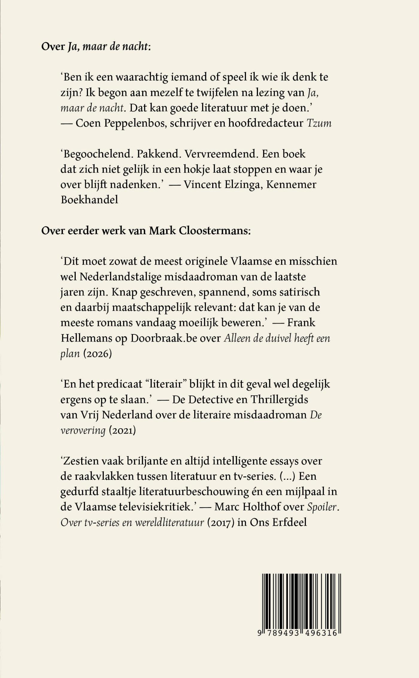 Achterkant van Ja, maar de nacht