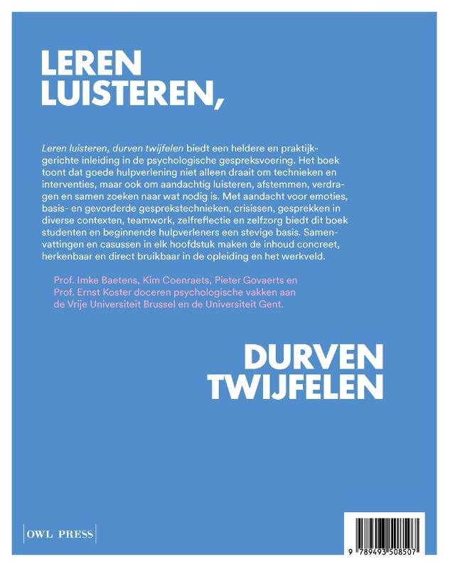 Achterkant van Leren luisteren, durven twijfelen