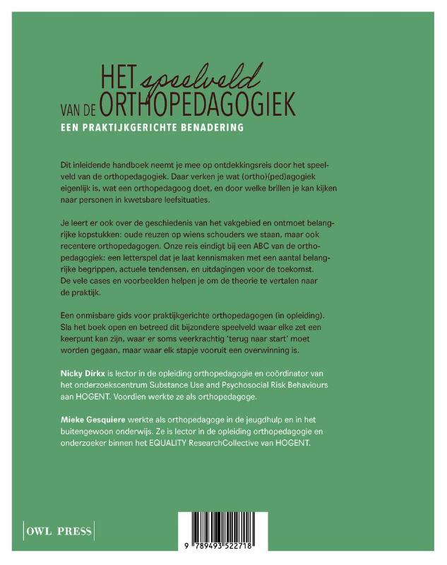 Achterkant van Het speelveld van de orthopedagogiek