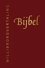 Omslag van Bijbel (Willibrordvertaling) in leer met goudsnee, rits en koker (rood)