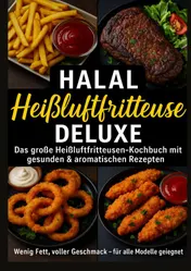 Omslag van Halal Airfryer Deluxe: Das große Heißluftfritteusen-Kochbuch mit gesunden & aromatischen Rezepten FARBAUSGABE