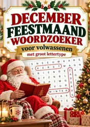 Omslag van Woordzoeker December Feestmaand, 75 Woordzoeker Puzzels voor Volwassenen, Groot lettertype
