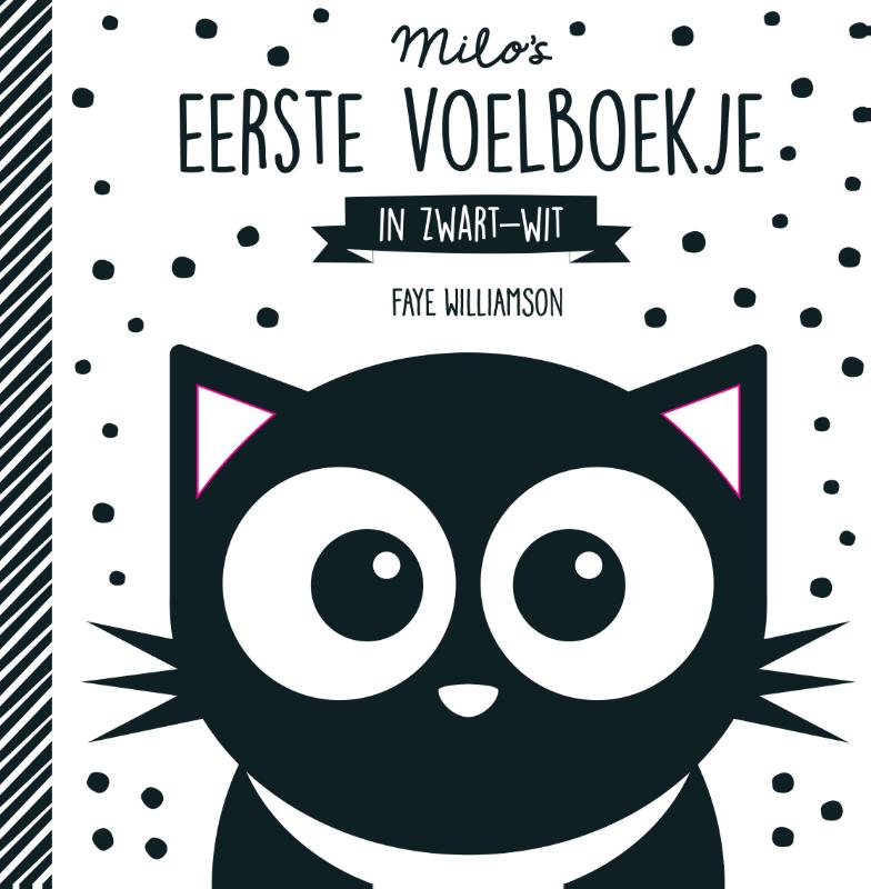 Omslag van Milo's eerste voelboekje in zwartwit