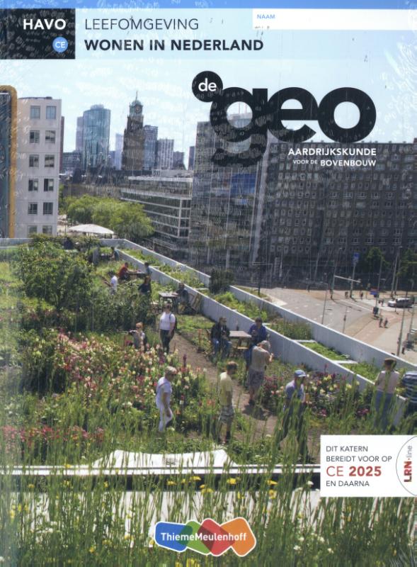 Omslag van De Geo LRN-line (CE 2025 e.v.) online + boek havo Wonen in Nederland
