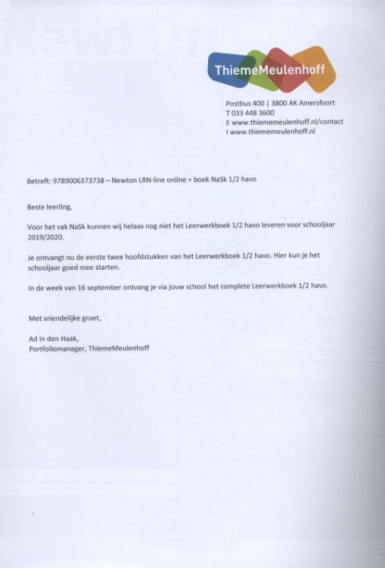 Omslag van Newton LRN-line online + boek 1+2 havo