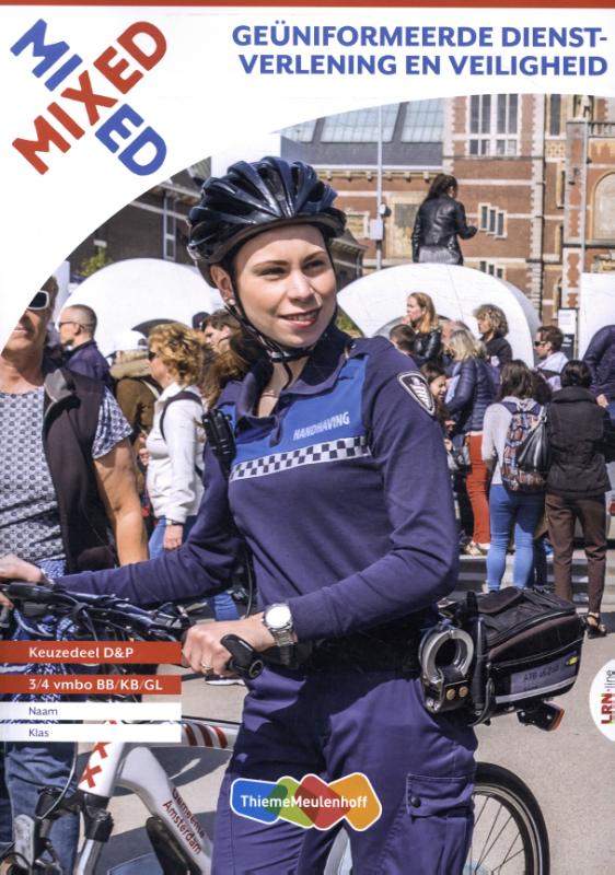 Omslag van MIXED LRN-line boek Geuniformeerde dienstverlening en veiligheid 3/4 vmbo